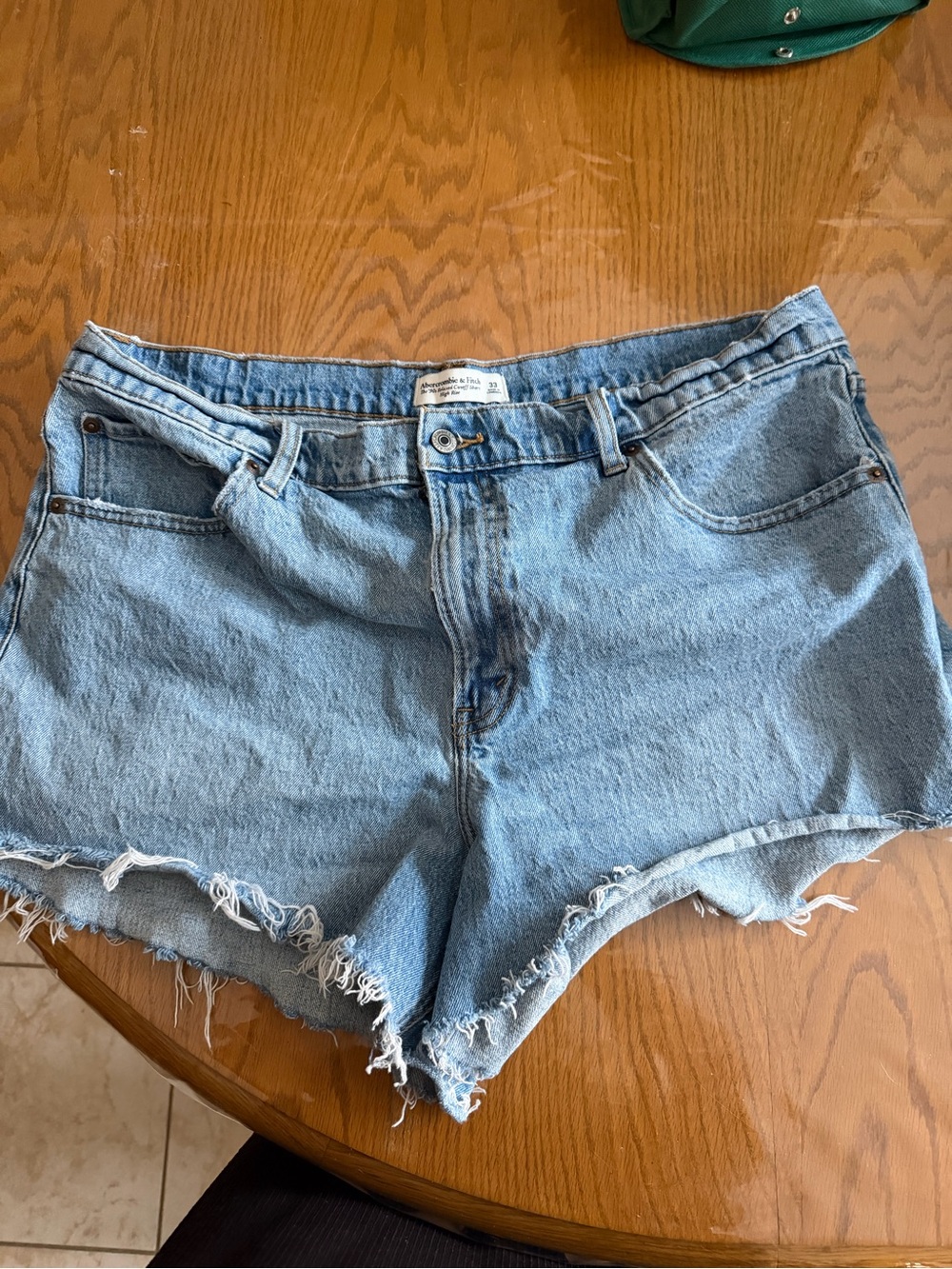 Abercrombie & Fitch Light Wash Denim Frayed Hem Shorts